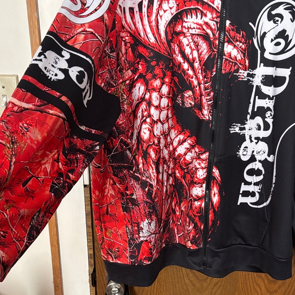 Red and Black Dragon Graphic Hoodie